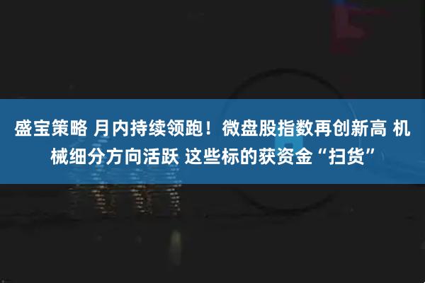 盛宝策略 月内持续领跑!微盘股指数再创新高 机械细分方向活跃 这些标的获资金“扫货”