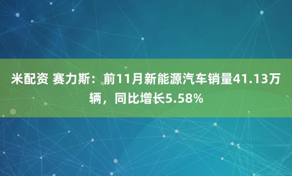 米配资 赛力斯：前11月新能源汽车销量41.13万辆，同比增长5.58%